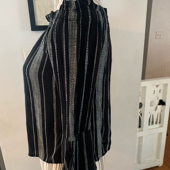 3/$20 Ivy + Main Black and white off shoulder striped blouse with flare long - Picture 5 of 5